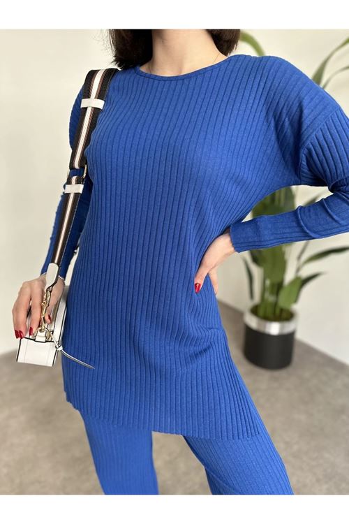 ÜST YIRTMAÇLI BLUZ ALT PALAZZO FİTİLLİ TAKIM