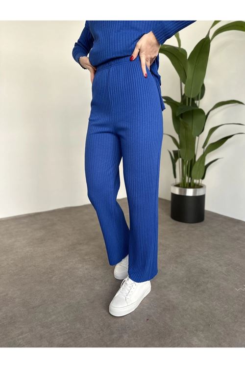 ÜST YIRTMAÇLI BLUZ ALT PALAZZO FİTİLLİ TAKIM