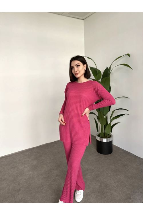 ÜST YIRTMAÇLI BLUZ ALT PALAZZO FİTİLLİ TAKIM