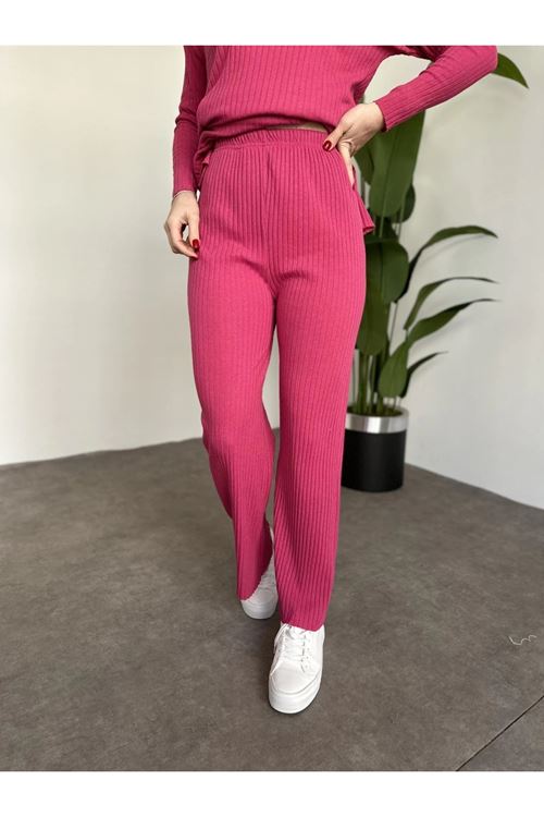 ÜST YIRTMAÇLI BLUZ ALT PALAZZO FİTİLLİ TAKIM