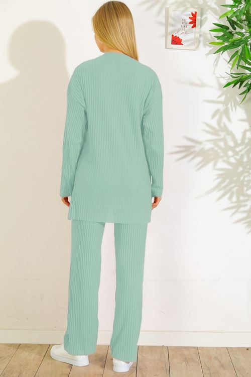 ÜST YIRTMAÇLI BLUZ ALT PALAZZO FİTİLLİ TAKIM