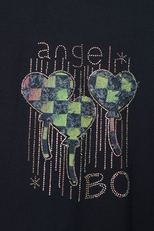 Süprem Kumaş Taş Baskılı  Kadın Tişört-Lacivert