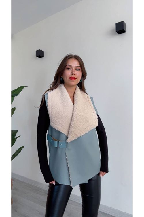 KEMER DETAYLI KÜRKLÜ YELEK