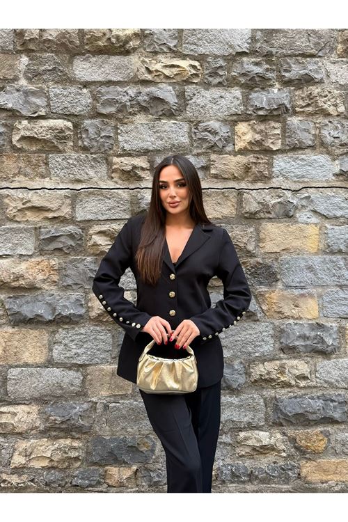 Düğme Detaylı Dabıl Kumaş takım