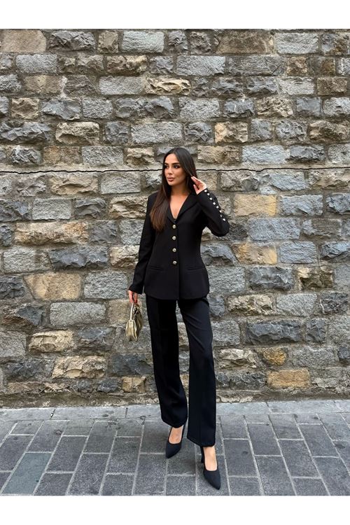 Düğme Detaylı Dabıl Kumaş takım