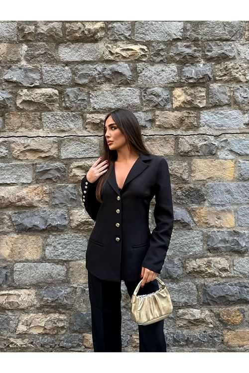 Düğme Detaylı Dabıl Kumaş takım