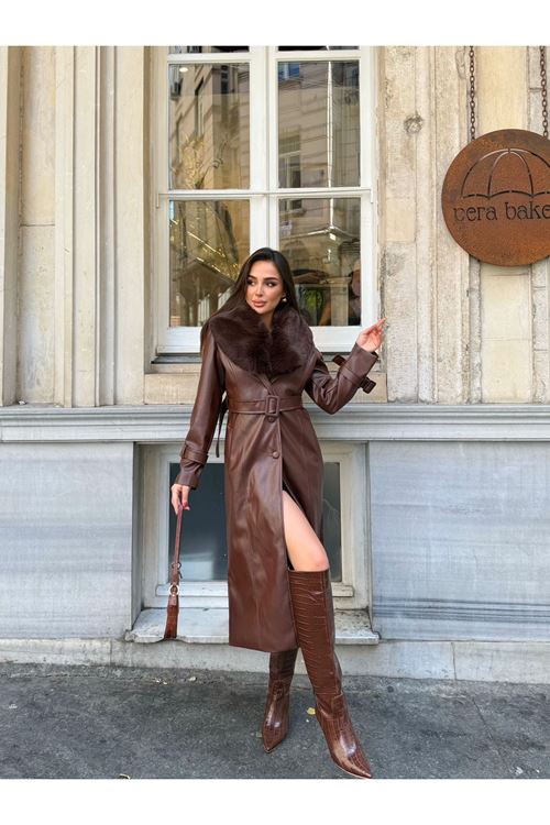 SEYYAR KÜRK YAKA DERİ KABAN