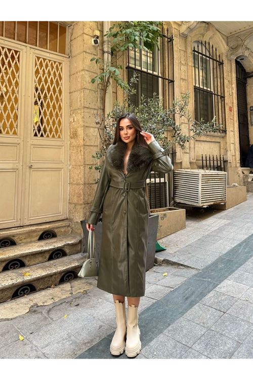 SEYYAR KÜRK YAKA DERİ KABAN