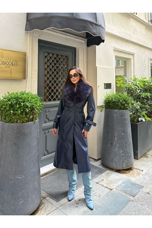 SEYYAR KÜRK YAKA DERİ KABAN