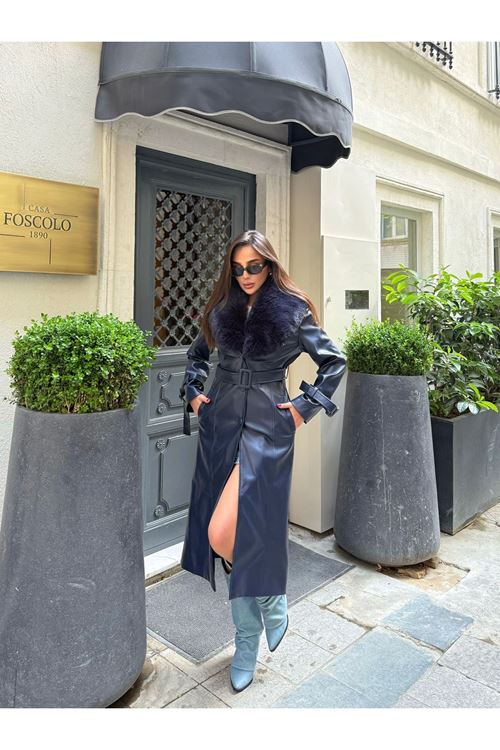 SEYYAR KÜRK YAKA DERİ KABAN