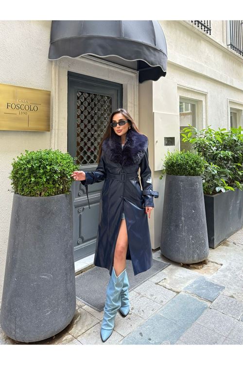 SEYYAR KÜRK YAKA DERİ KABAN