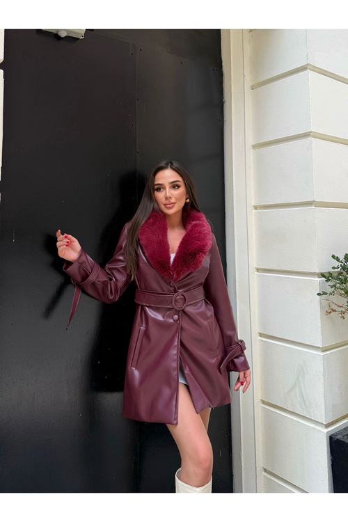 SABİT KÜRK YAKA DERİ BLAZER CEKET