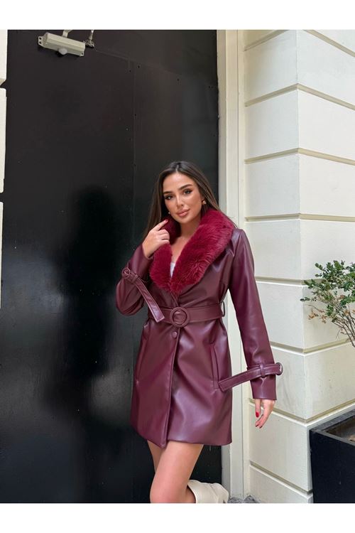 SABİT KÜRK YAKA DERİ BLAZER CEKET