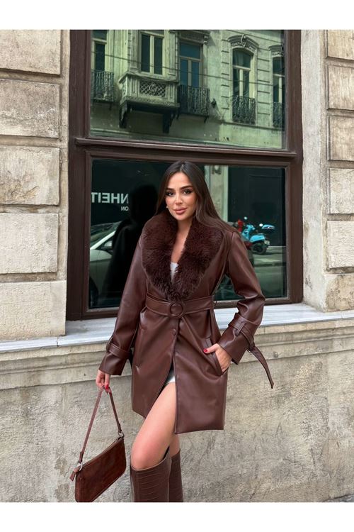 SABİT KÜRK YAKA DERİ BLAZER CEKET