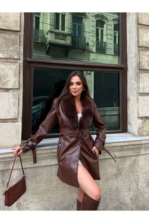 SABİT KÜRK YAKA DERİ BLAZER CEKET