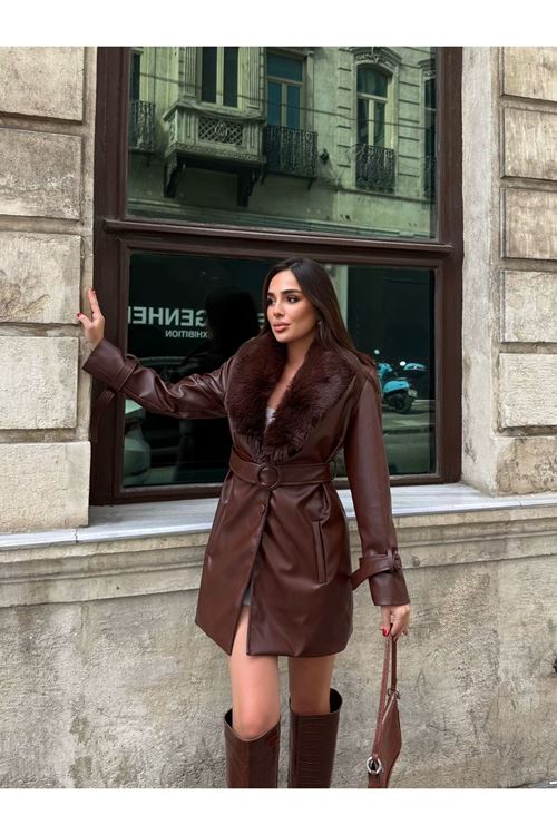 SABİT KÜRK YAKA DERİ BLAZER CEKET