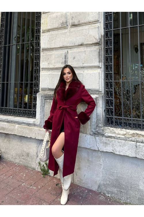 Kürk Yaka Kaşe Kaban