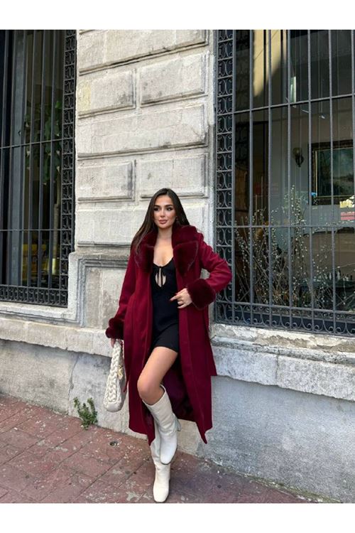 Kürk Yaka Kaşe Kaban