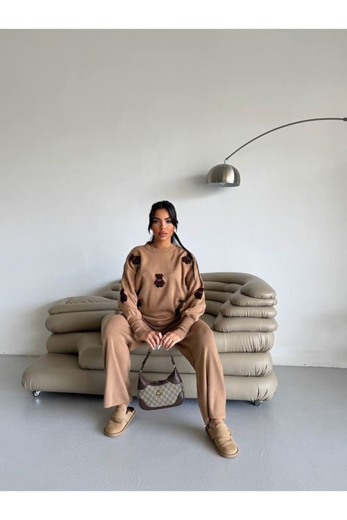 Ayıcık Nakışlı Pamuk Triko Takım