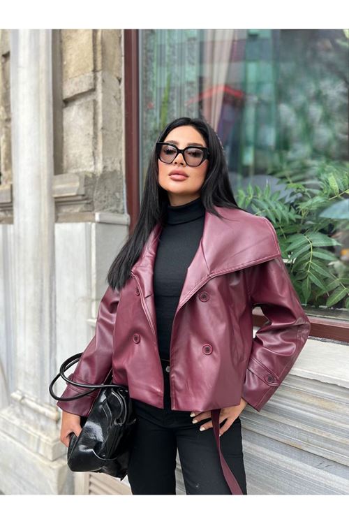 Geniş Yaka Deri Ceket