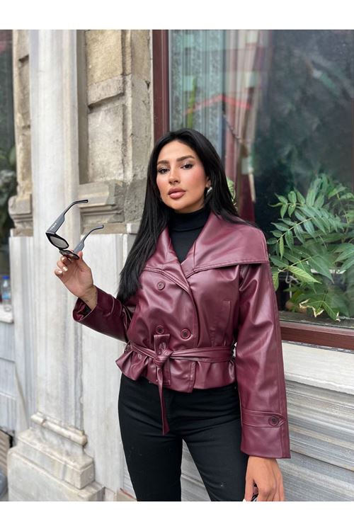 Geniş Yaka Deri Ceket