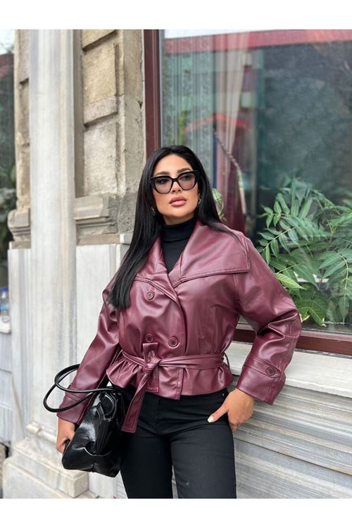 Geniş Yaka Deri Ceket