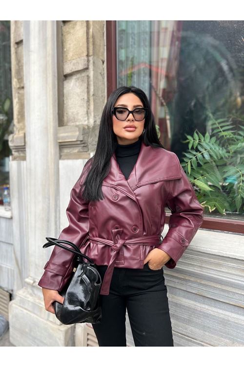 Geniş Yaka Deri Ceket