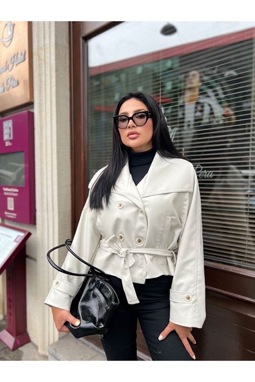 Geniş Yaka Deri Ceket