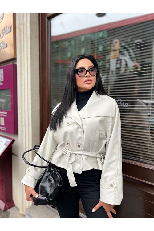 Geniş Yaka Deri Ceket