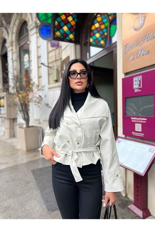 Geniş Yaka Deri Ceket