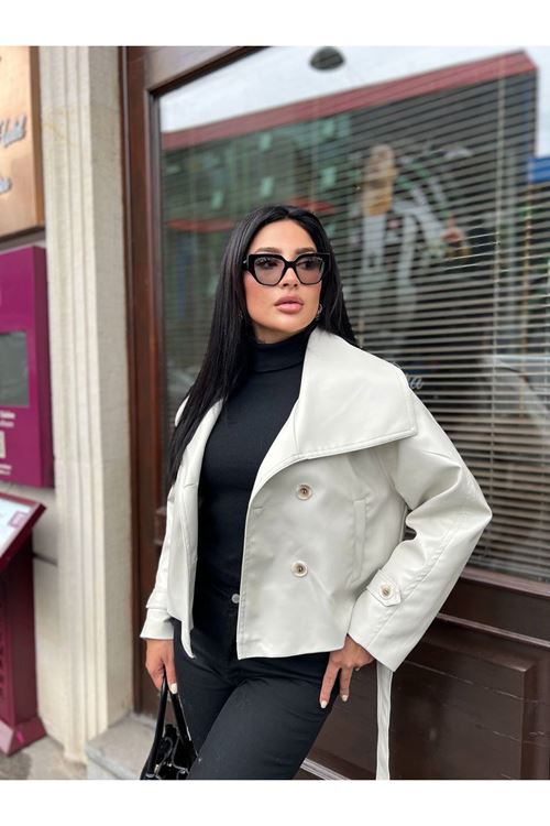 Geniş Yaka Deri Ceket