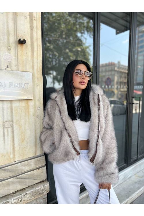 Printli Fermuarlı Lolita Ceket