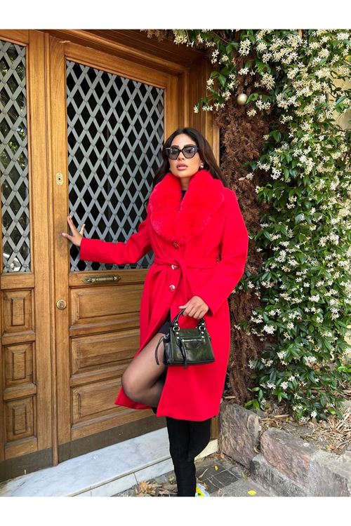 Yakası Kürk Detaylı Premium Kalite Kaban