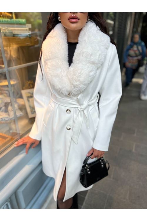 Yakası Kürk Detaylı Premium Kalite Kaban