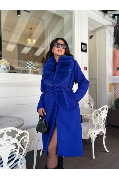 Yakası Kürk Detaylı Premium Kalite Kaban