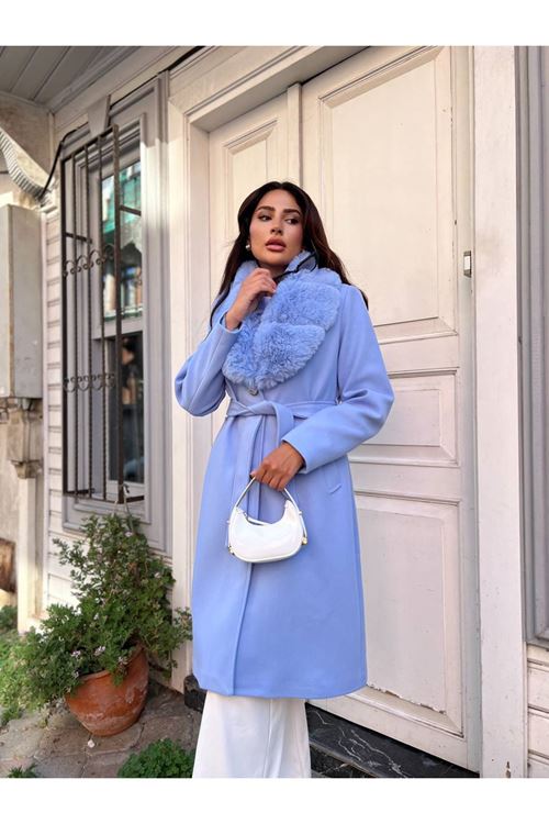 Yakası Kürk Detaylı Premium Kalite Kaban