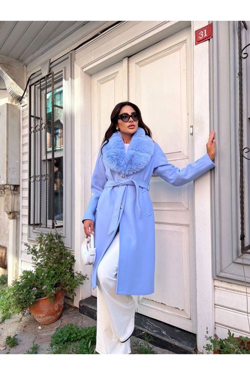 Yakası Kürk Detaylı Premium Kalite Kaban