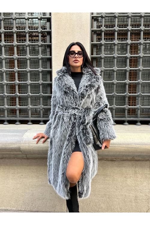 Kuşak Bağlamalı Uzun Kürk