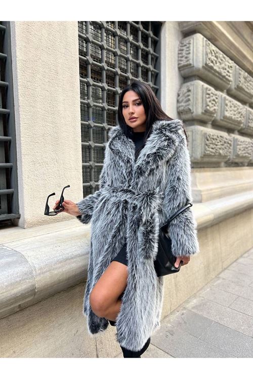 Kuşak Bağlamalı Uzun Kürk