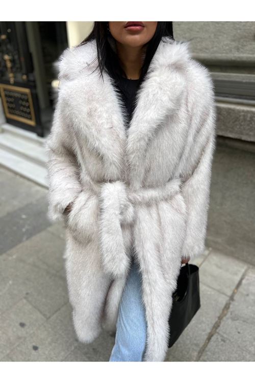 Kuşak Bağlamalı Uzun Kürk