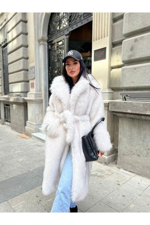 Kuşak Bağlamalı Uzun Kürk