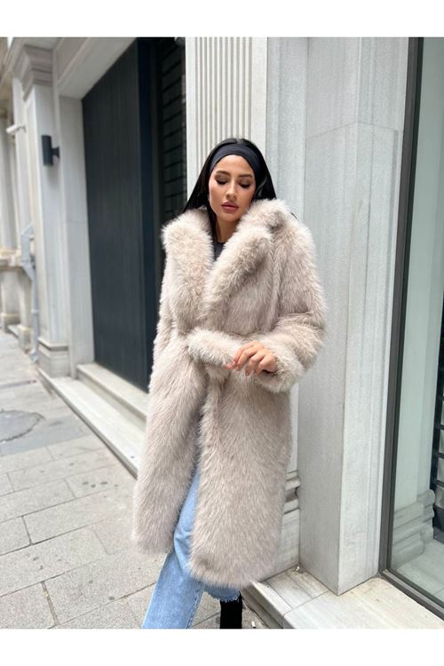 Kuşak Bağlamalı Uzun Kürk