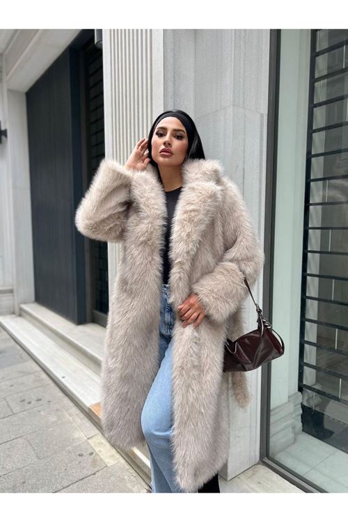 Kuşak Bağlamalı Uzun Kürk