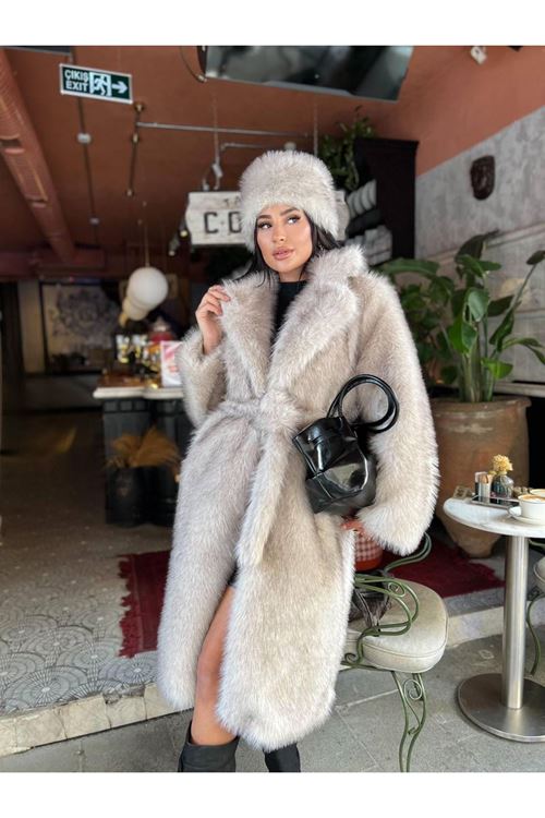 Kuşak Bağlamalı Uzun Kürk