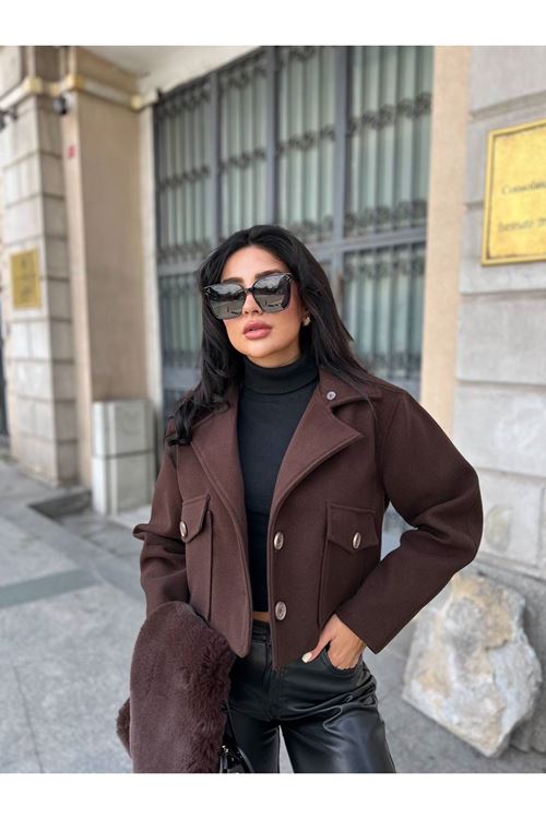 Çıkabilir Kürk Yakalı Kaşe Ceket