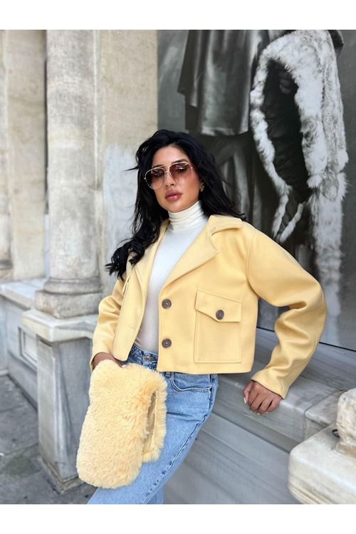Çıkabilir Kürk Yakalı Kaşe Ceket