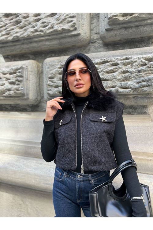 Kürk Yakalı Yelek