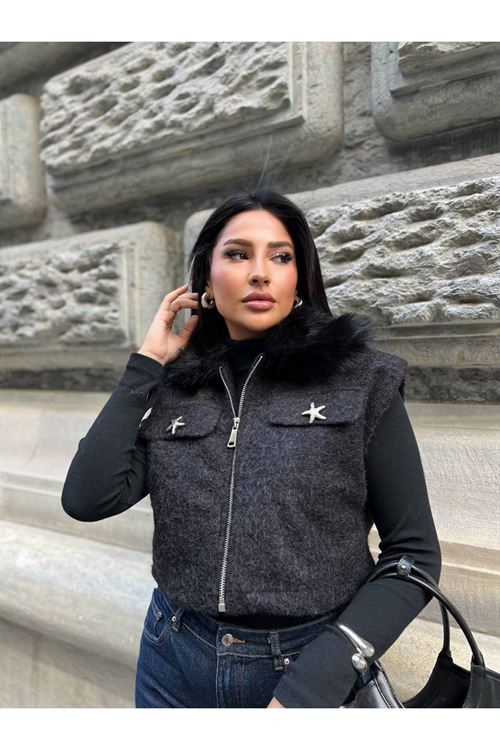 Kürk Yakalı Yelek