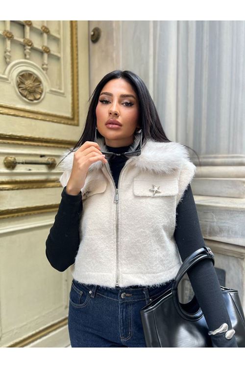 Kürk Yakalı Yelek