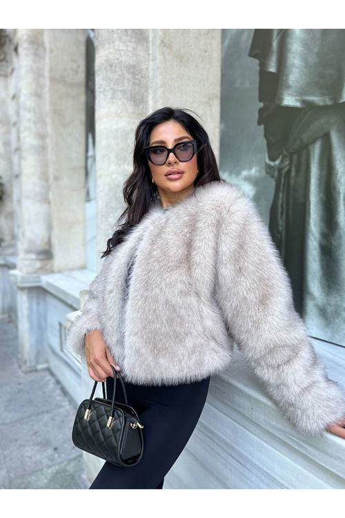 Bisiklet Yaka Lolita Kürk Mont